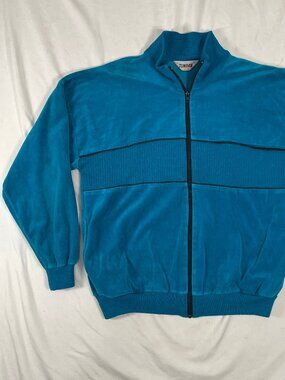Vintage Tundra Wool Zip Velour Track Jacket Men’s Large Teal Blue Canada